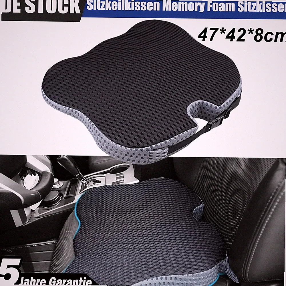 Sitzkeilkissen Memory Sitzkissen Orthopädisch Keilkissen für Büro & Auto 47x42cm