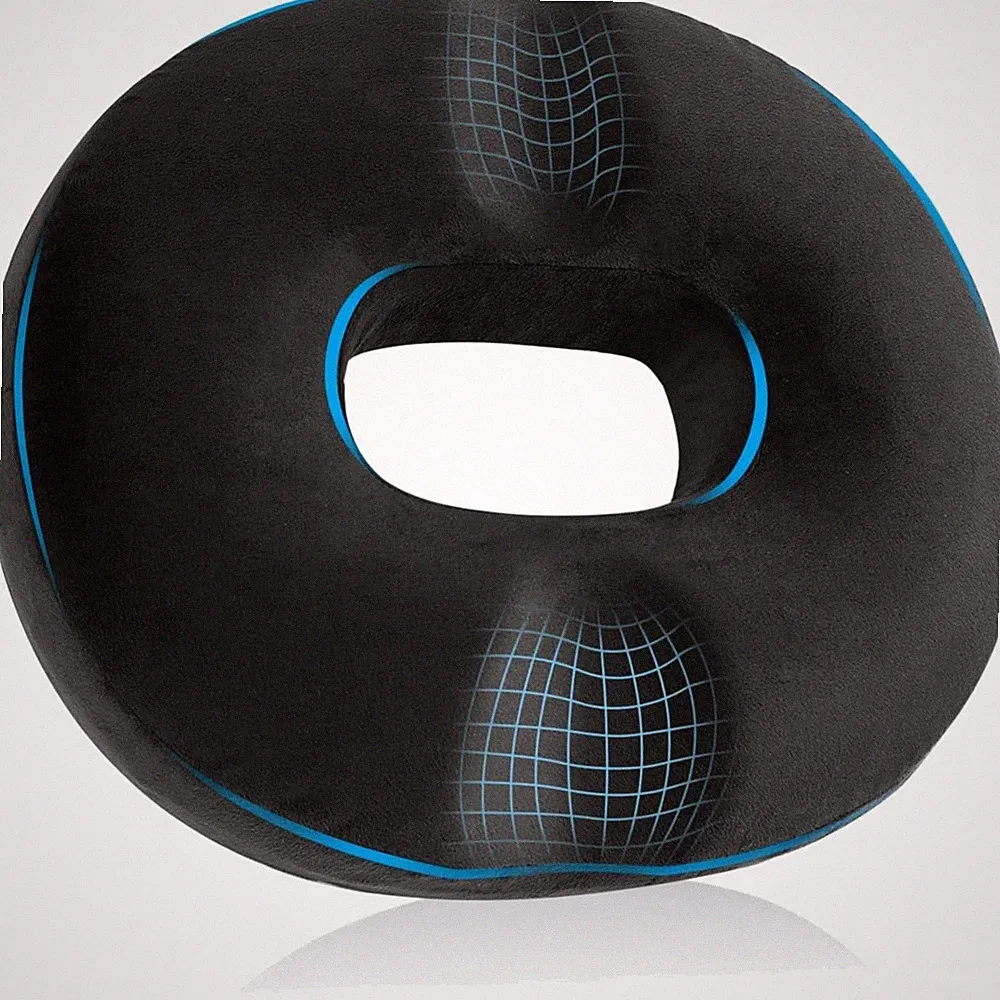 Sitzkissen Donut Memory Foam Orthopädisch Schwarz 45x40x9cm