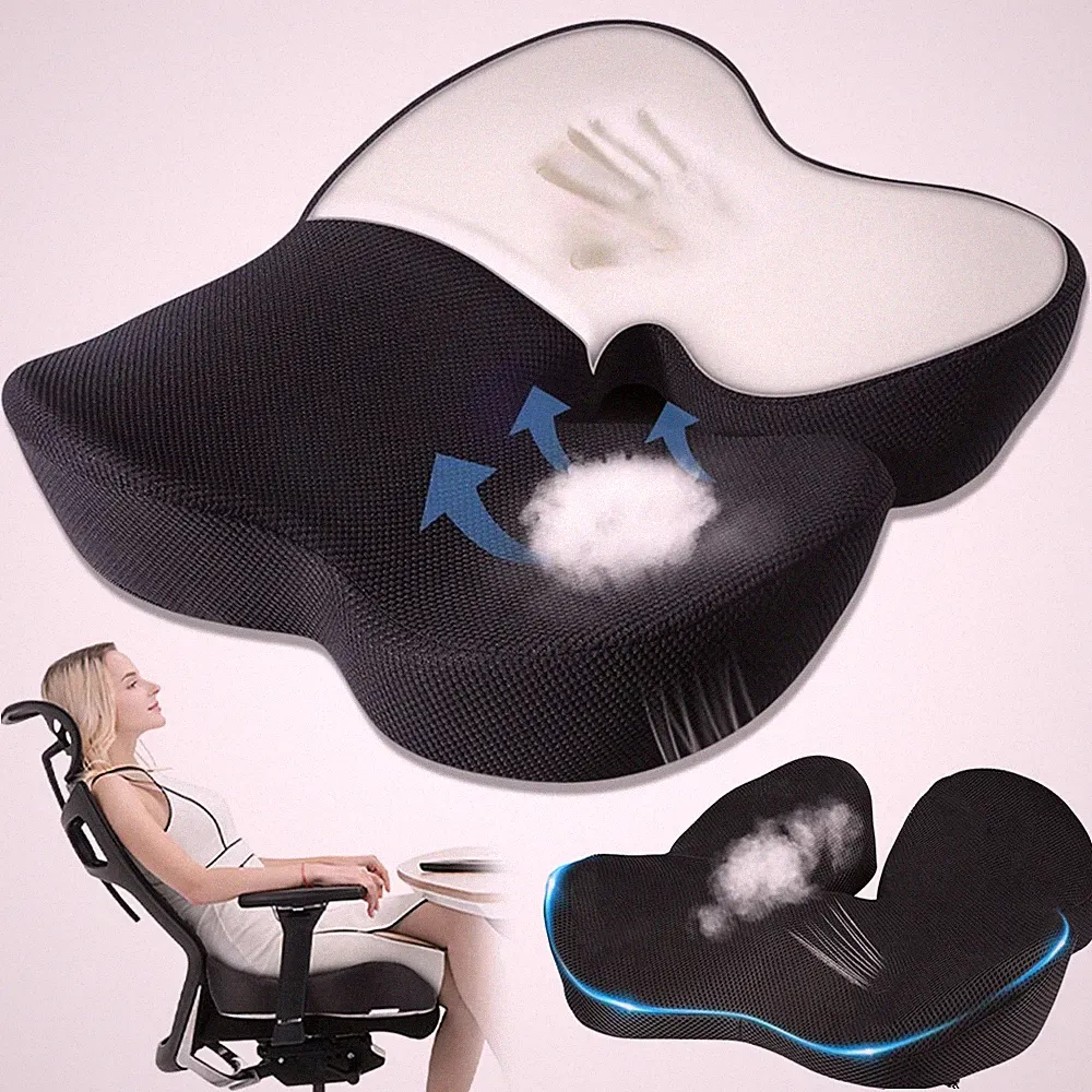 Sitzkissen mit Memory Foam - Orthopädisch & ergonomisch - Abnehmbarer Bezug