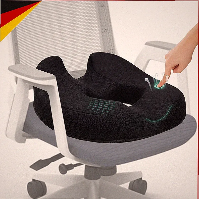 Sitzkissen Orthopädisch Donut Kissen Memory Foam für Auto Büro Rollstuhl Schwarz