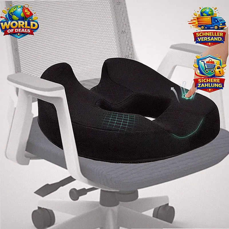 Sitzkissen Orthopädisch Donut Kissen Memory Foam Schwarz für Auto Büro Rollstuhl