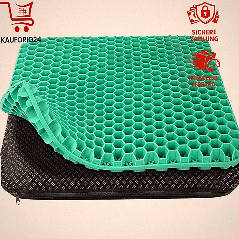 Sitzkissen Orthopädisch Gel Rutschfest Waschbar 43x39x4cm für Büro Auto