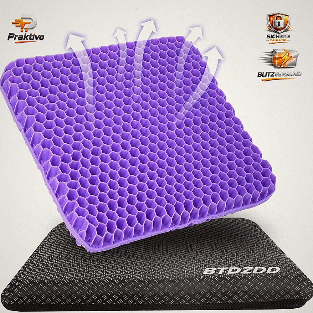 Sitzkissen Orthopädisch Violett Waschbar Rutschfest 43x39x4cm für Bürostuhl