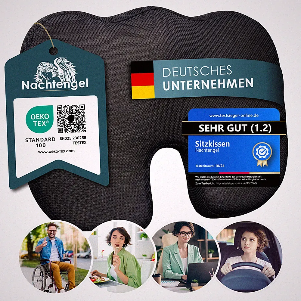Sitzkissen Orthopädisches Keilkissen Memory Foam Nachtengel Ergonomisch Medium