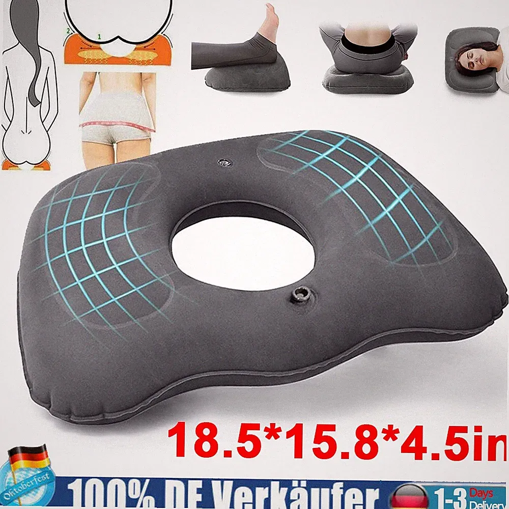 Sitzkissen Sitzring Orthopädisches Steißbeinkissen Aufblasbar Stuhlkissen Grau