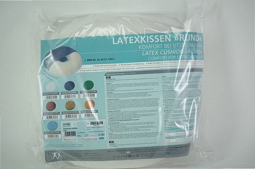 Sundo Sitzring Latex Sitzkissen mit Bezug rund Hämorrhoiden Kissen Ringkissen