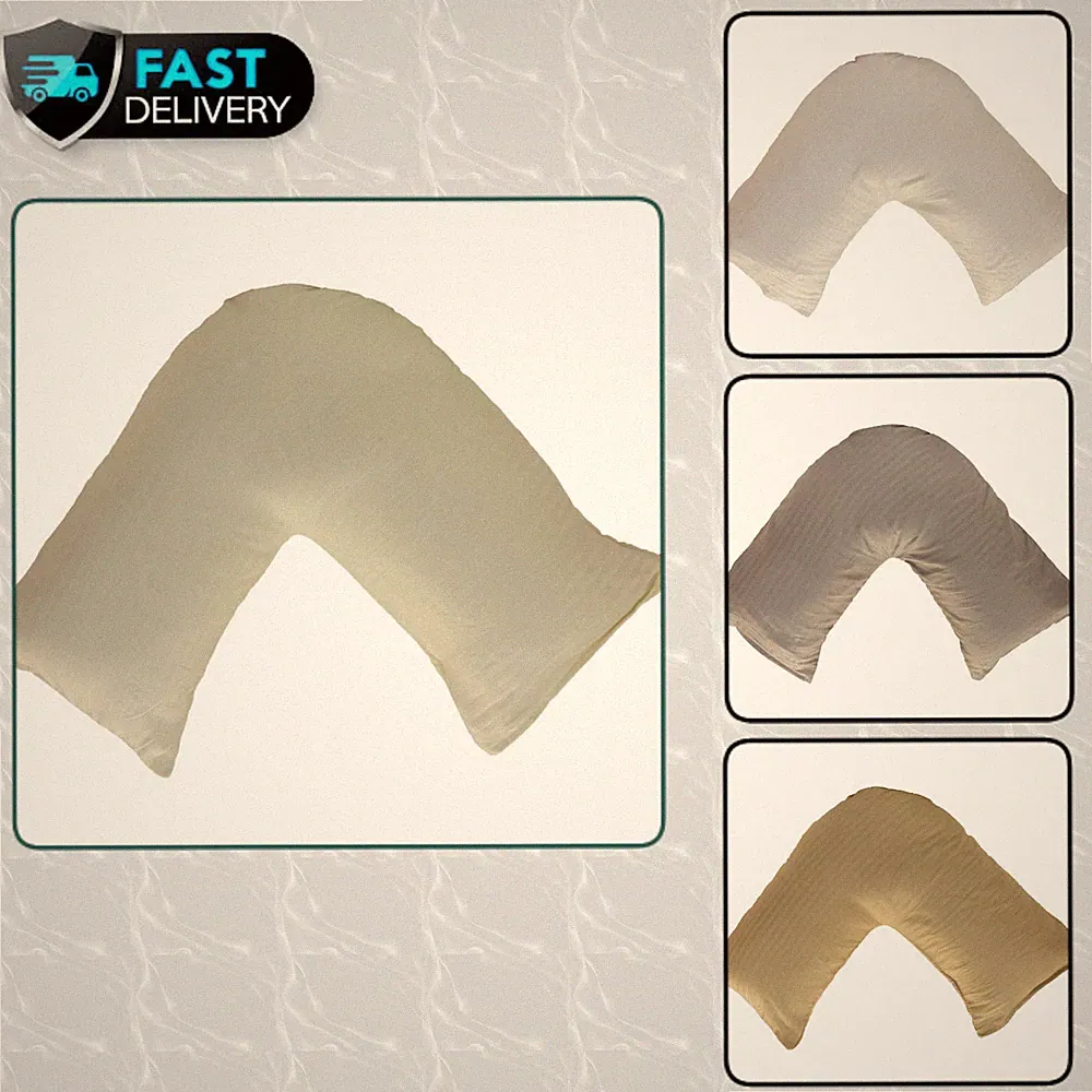 TC300 Satin Streifen V-förmiger Kissenbezug 100 % ägyptische Baumwolle orthopädisch Rücken & Nacken