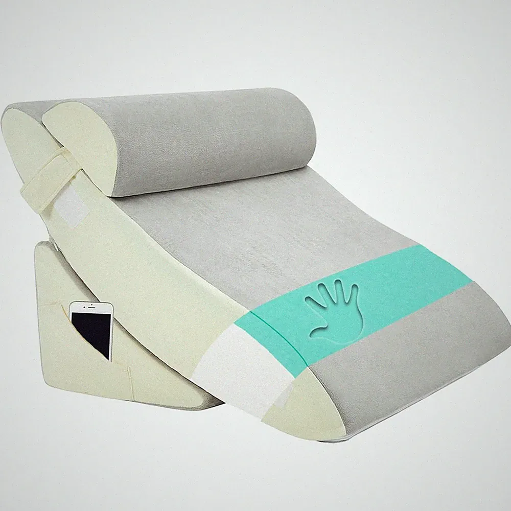 TokSay Orthopädisches Bett Keilkissen-Set - verstellbar 3-teilig, hellgrau