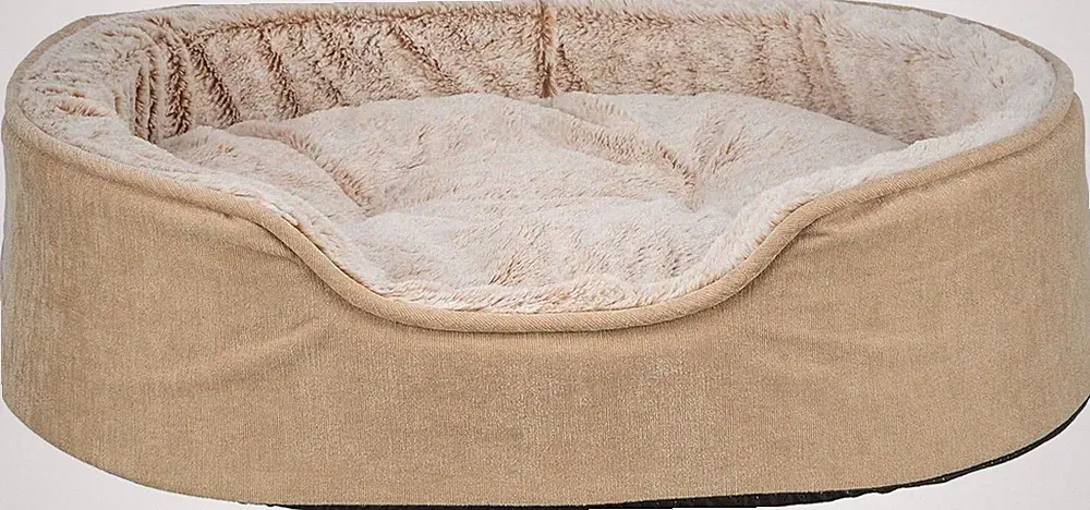 Trixie Hundebett Vital Lino Soft, Oval, Orthopädisches Hundekissen in Beige/Crem