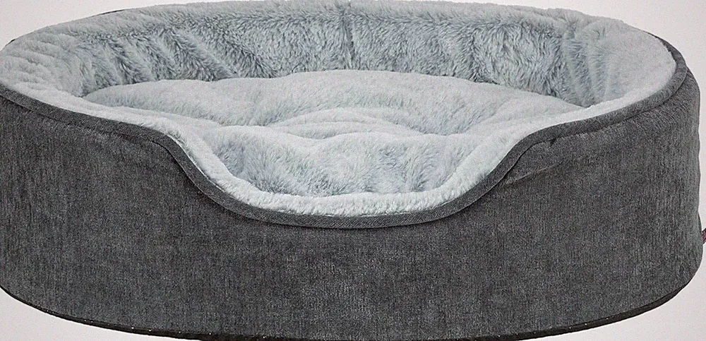Trixie Hundebett Vital Lino Soft, Oval, Orthopädisches Hundekissen in Grau/Hellg