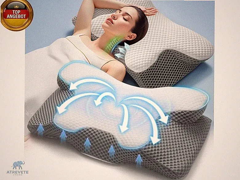 Trongle Nackenkissen Kopfkissen, Orthopädisches Memory Foam Kissen mit 2