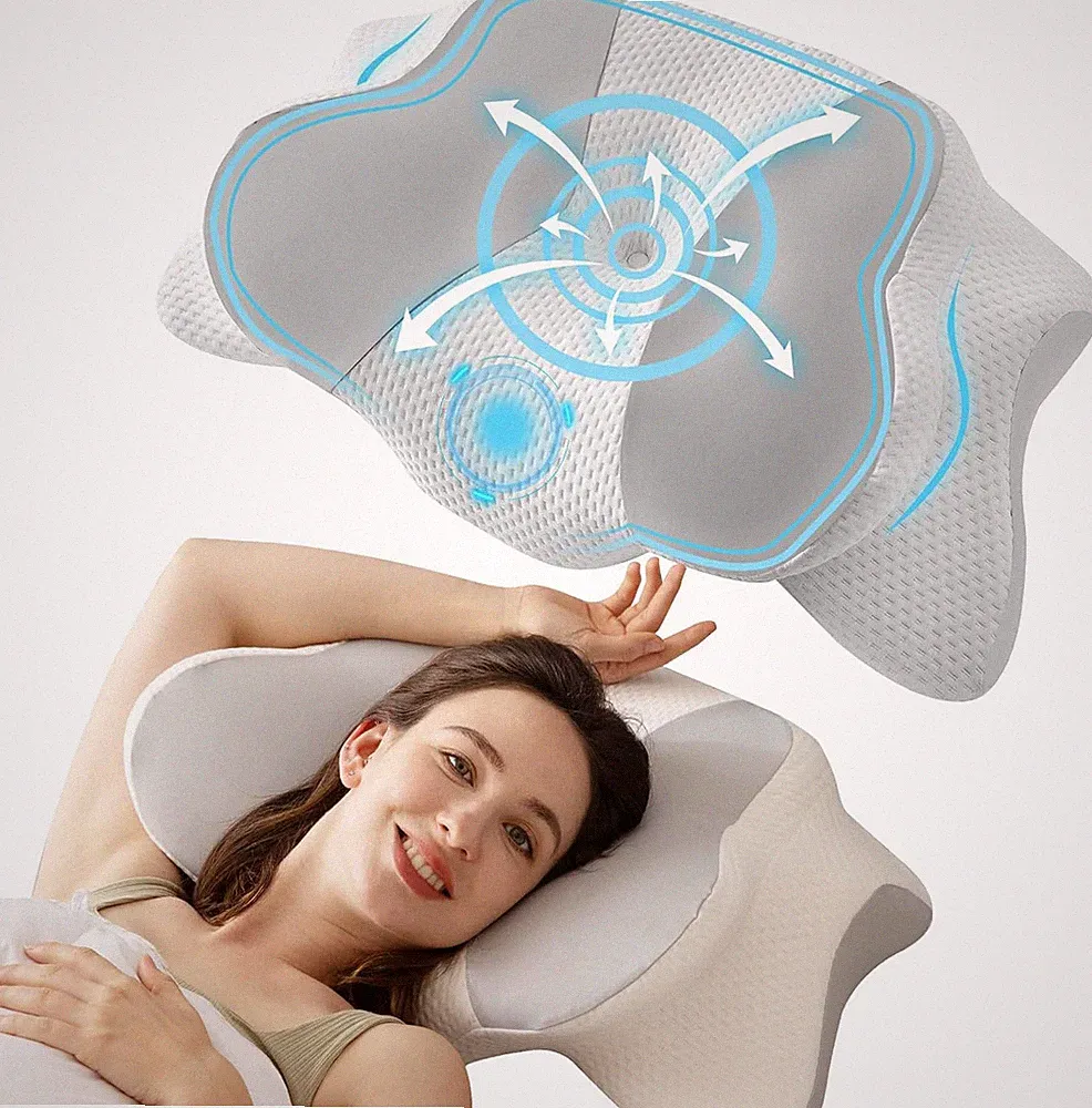 Uniciency Nackenkissen Memory Foam orthopädisches Kopfkissen 14 cm grau 66 x 40