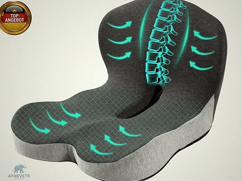 Urban Deco Sitzkissen Orthopädisch mit Rückenlehne, Ergonomisches R