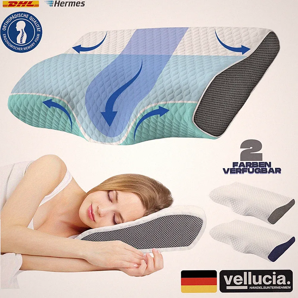 VELLU™ | Memory Foam Kopfkissen Ergonomisch für Bauch, Rücken und Seitenschläfer