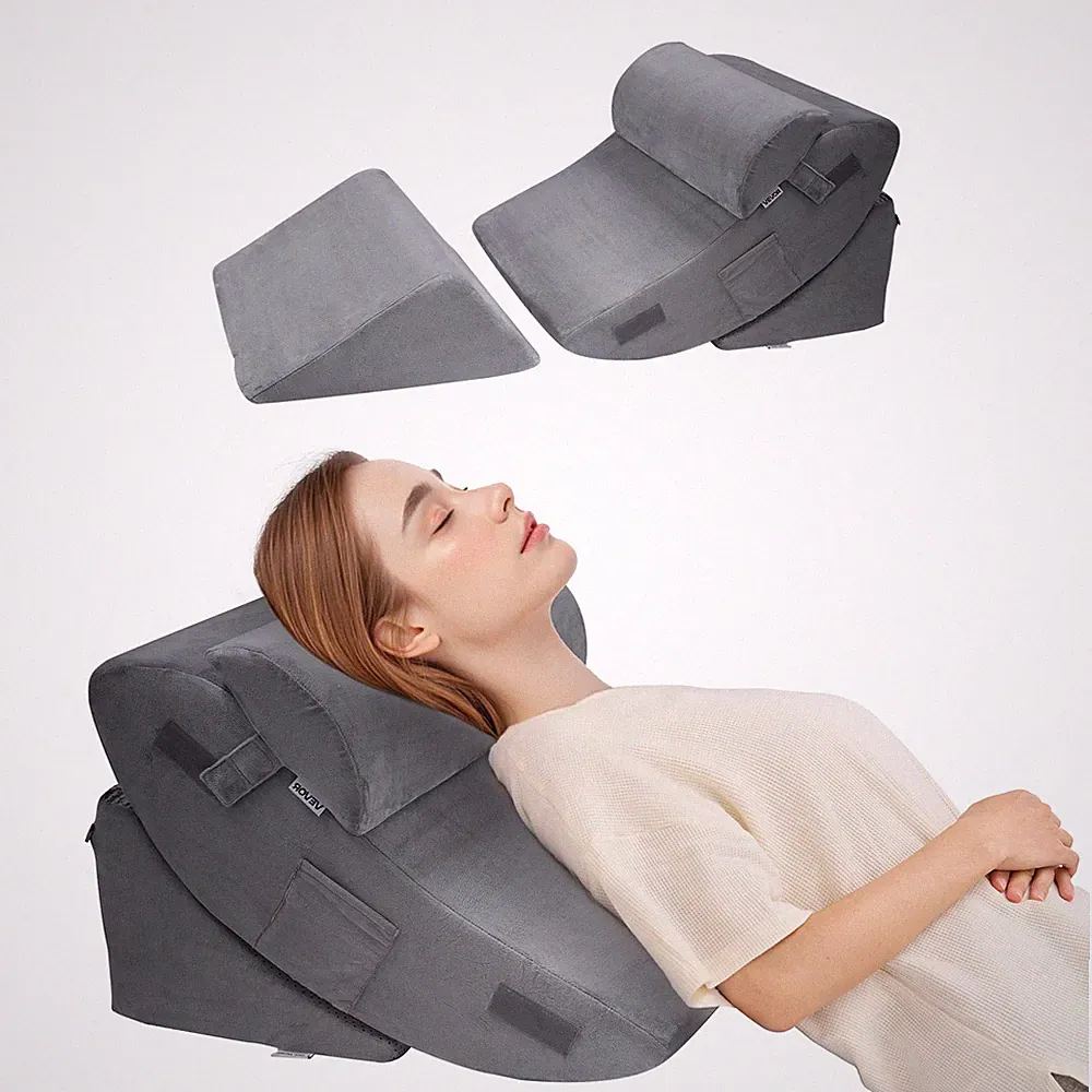 VEVOR Orthopädisches Bett Keilkissen 4-teiliges Set verstellbar Dunkelgrau