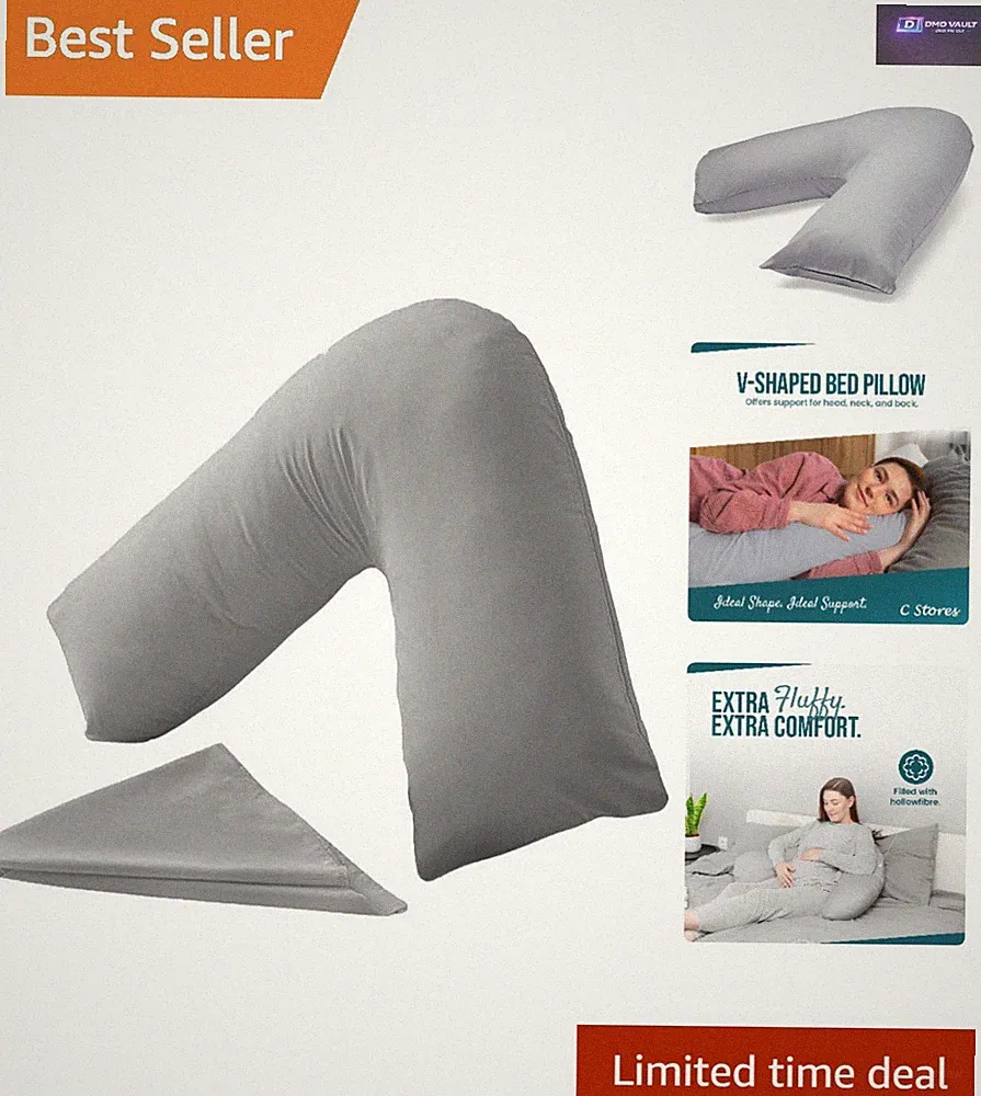 Vielseitiges orthopädisches V-Kissen in Grau - perfekt zur Rundumunterstützung