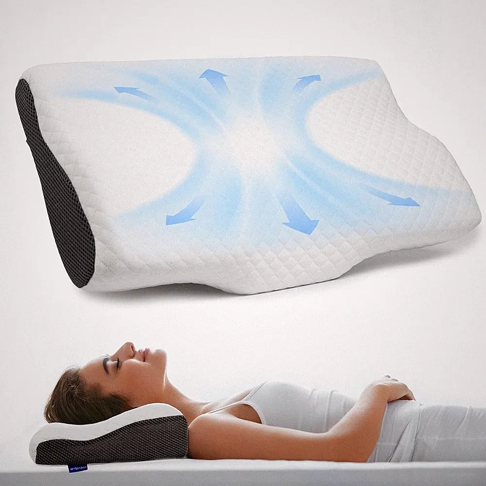 Wolkenfeld Orthopädisches Memory Foam Nackenkissen - Ergonomisches Kopfkissen