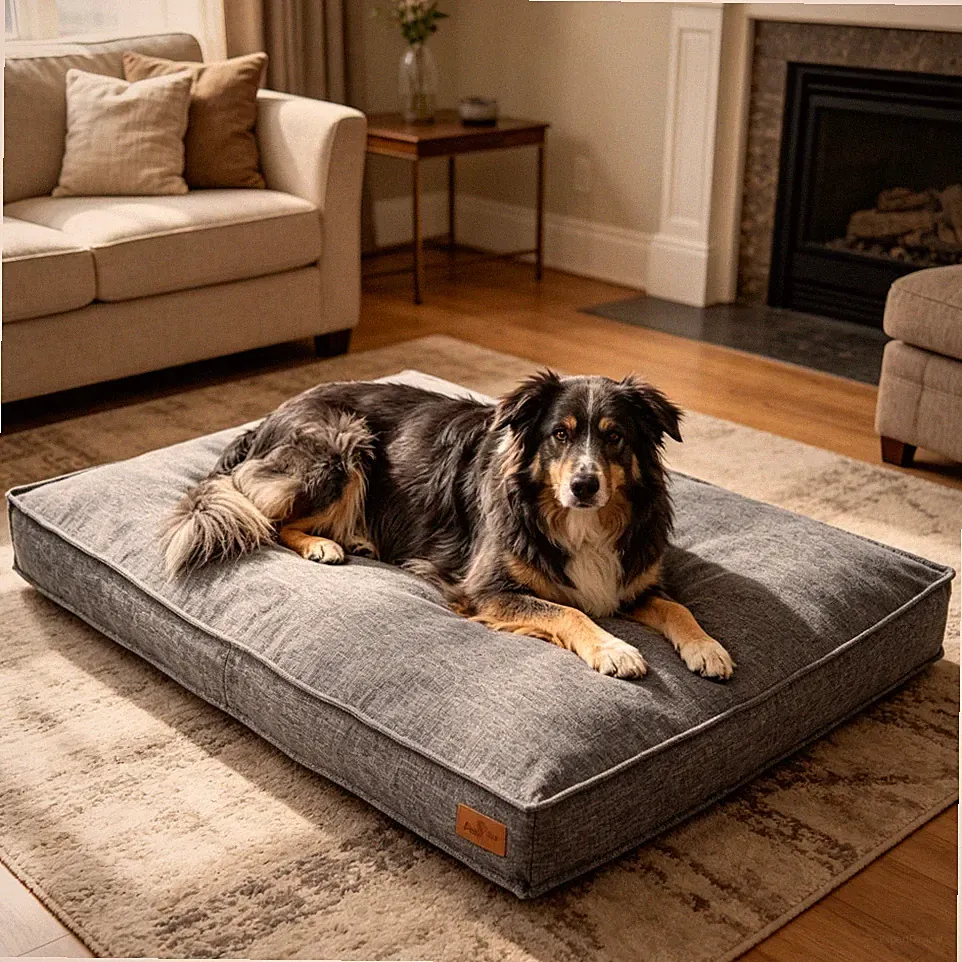 XXL Hundebett Hundeliege Hundekissen Hundekorb Grau/Beige Flachs Washbar Robust