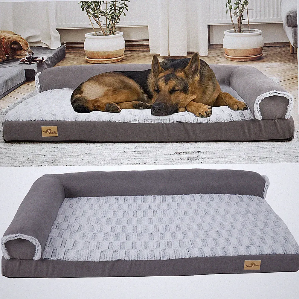 XXL-XL Orthopädie Hundebett Hundekissen Hundesofa orthopädisch Grau Hundematte