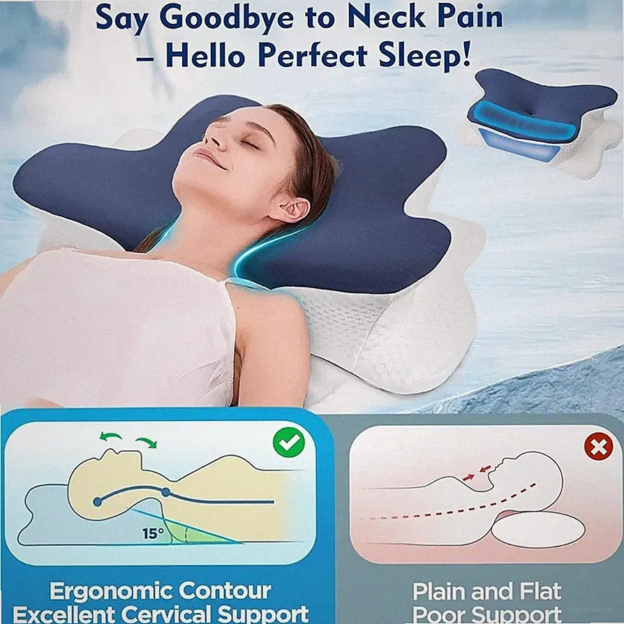 Zervikales Memory Foam Kissen für Nacken- und Schulterschmerzen - verstellbares orthopädisches Pil