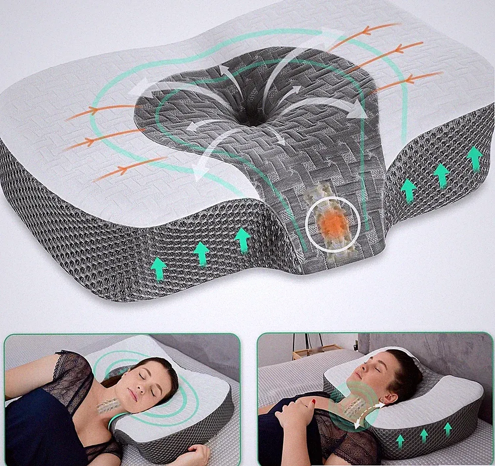 Zervikales Memory Foam Kissen Orthopädisch Ergonomisch Seite Rücken Bauch Schläfer