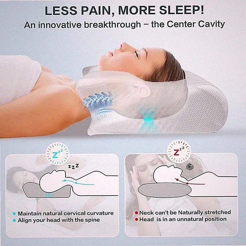 Zervikales Memory Foam Kissen, Orthopädische Kissen bei Nackenschmerzen ergonomisch